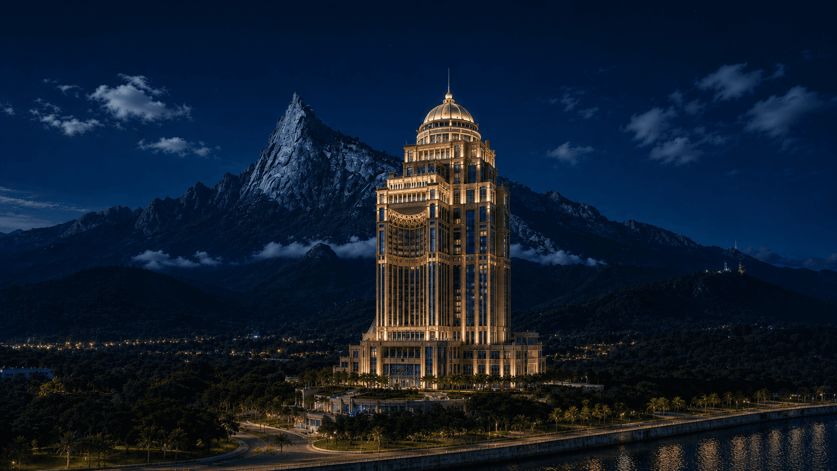 Pemandangan malam Menara Kinabalu